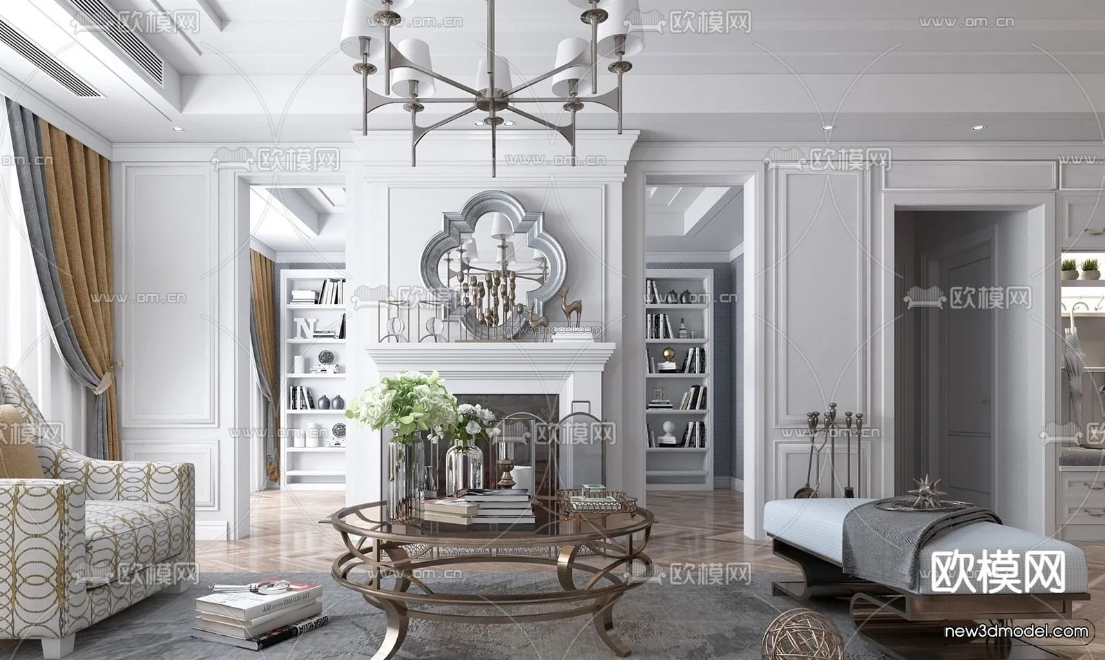 Europe Style Interior 3D Blocks – Living Room 3D Model – 050 – VRAY