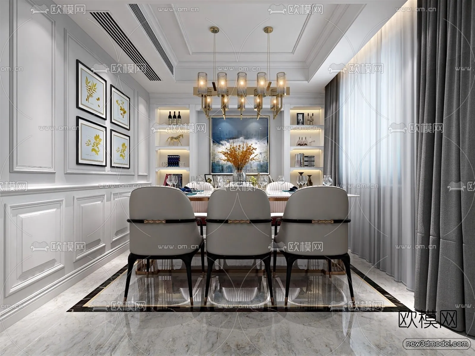 Europe Style Interior 3D Blocks – Living Room 3D Model – 051 – VRAY