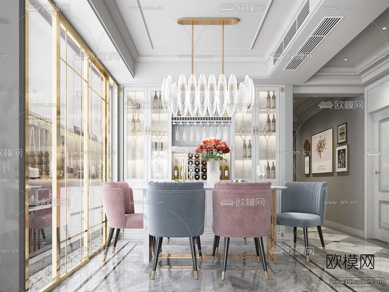 Europe Style Interior 3D Blocks – Living Room 3D Model – 054 – VRAY