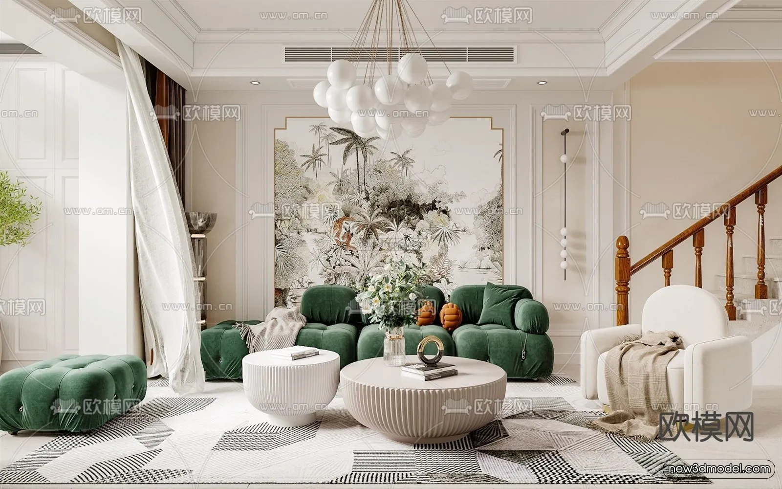 Europe Style Interior 3D Blocks – Living Room 3D Model – 057 – VRAY