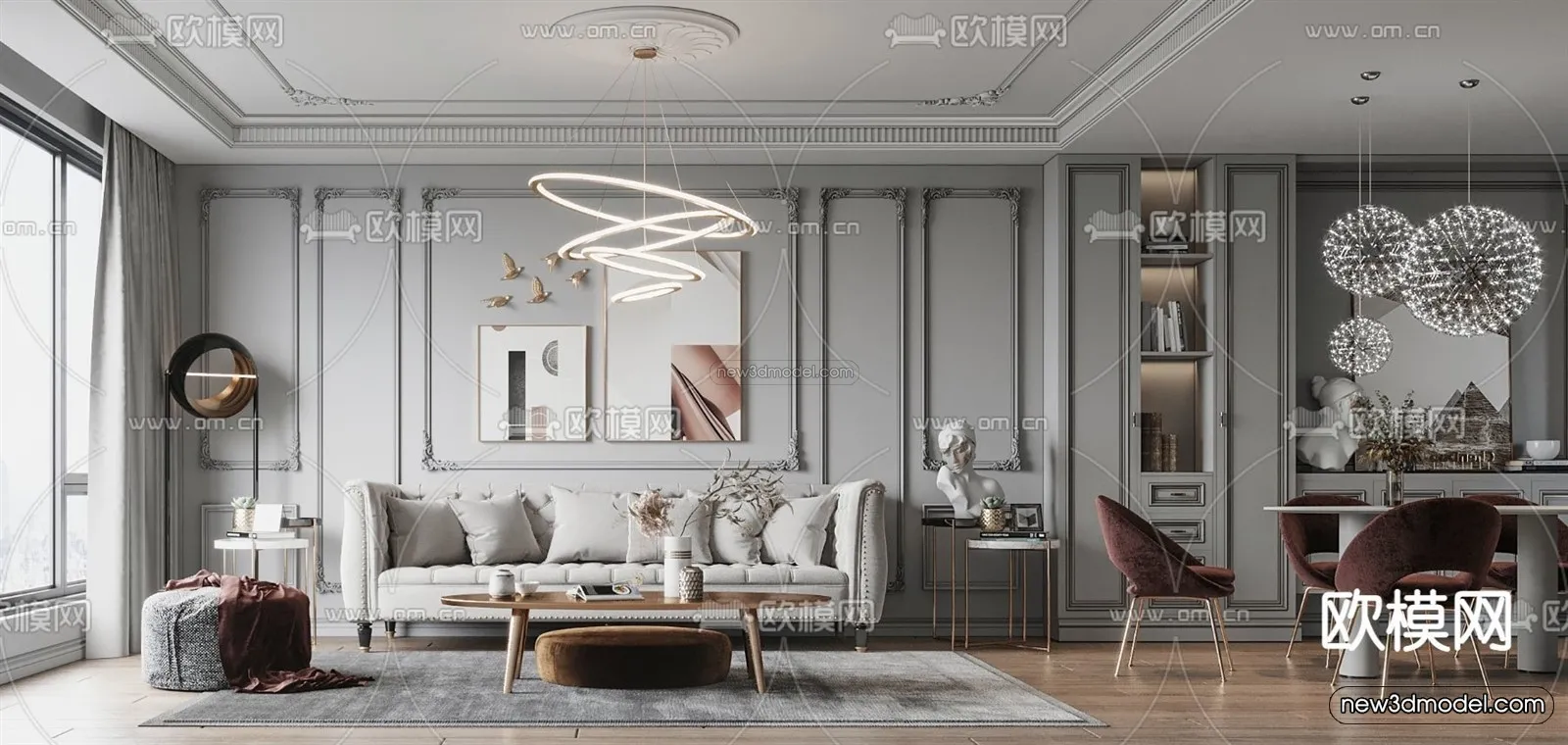 Europe Style Interior 3D Blocks – Living Room 3D Model – 058 – VRAY