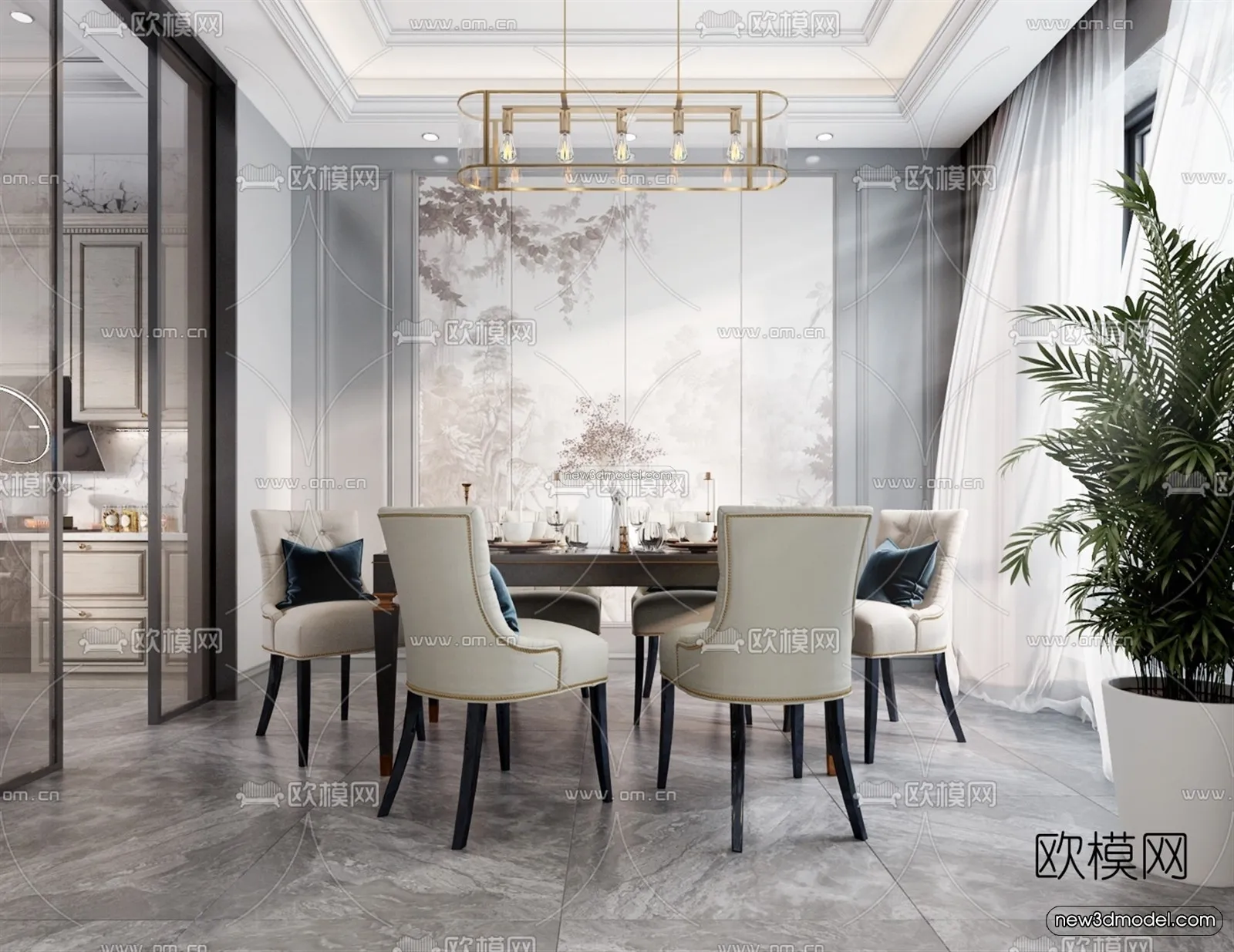 Europe Style Interior 3D Blocks – Living Room 3D Model – 059 – VRAY