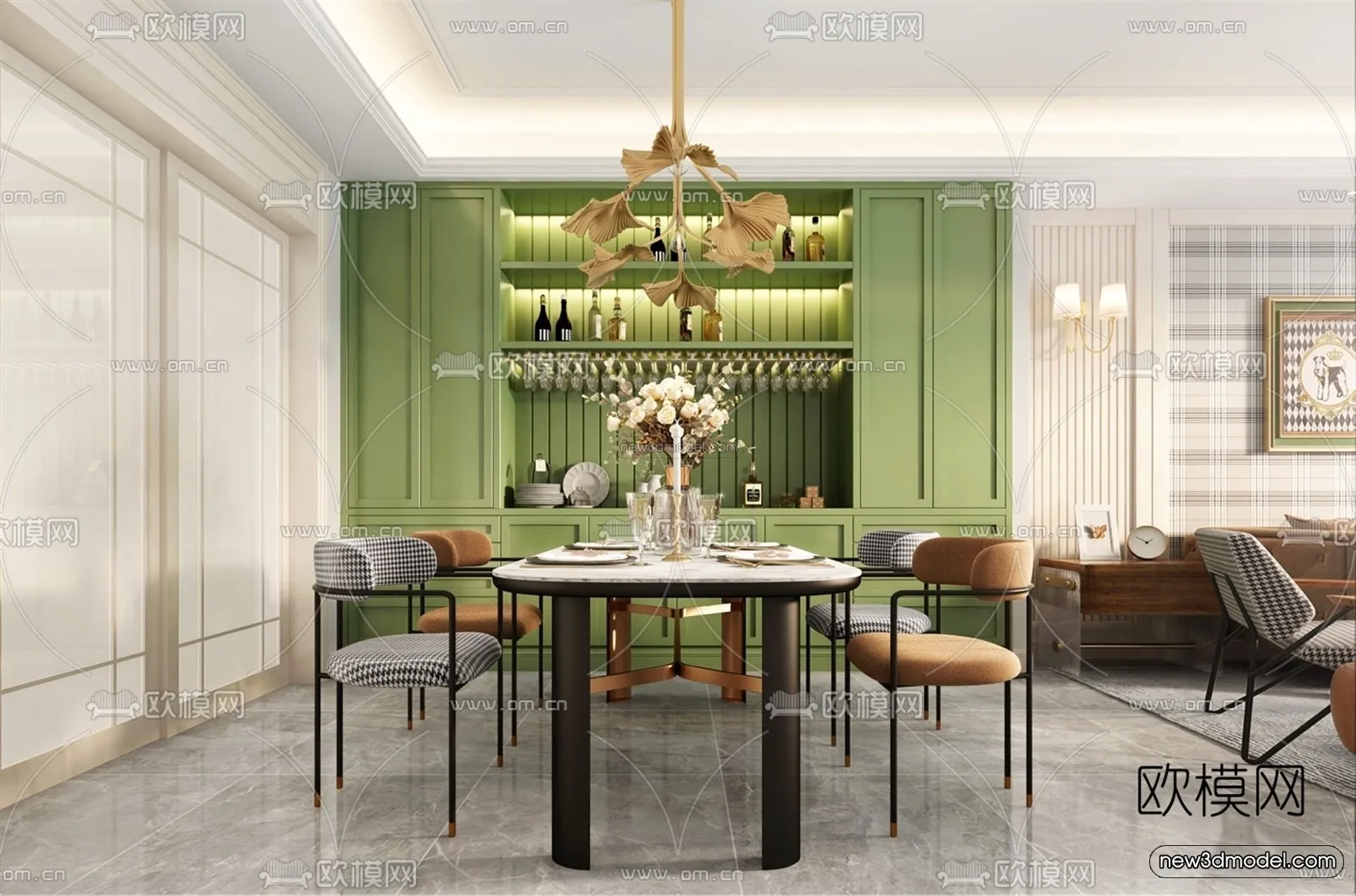 Europe Style Interior 3D Blocks – Living Room 3D Model – 060 – VRAY