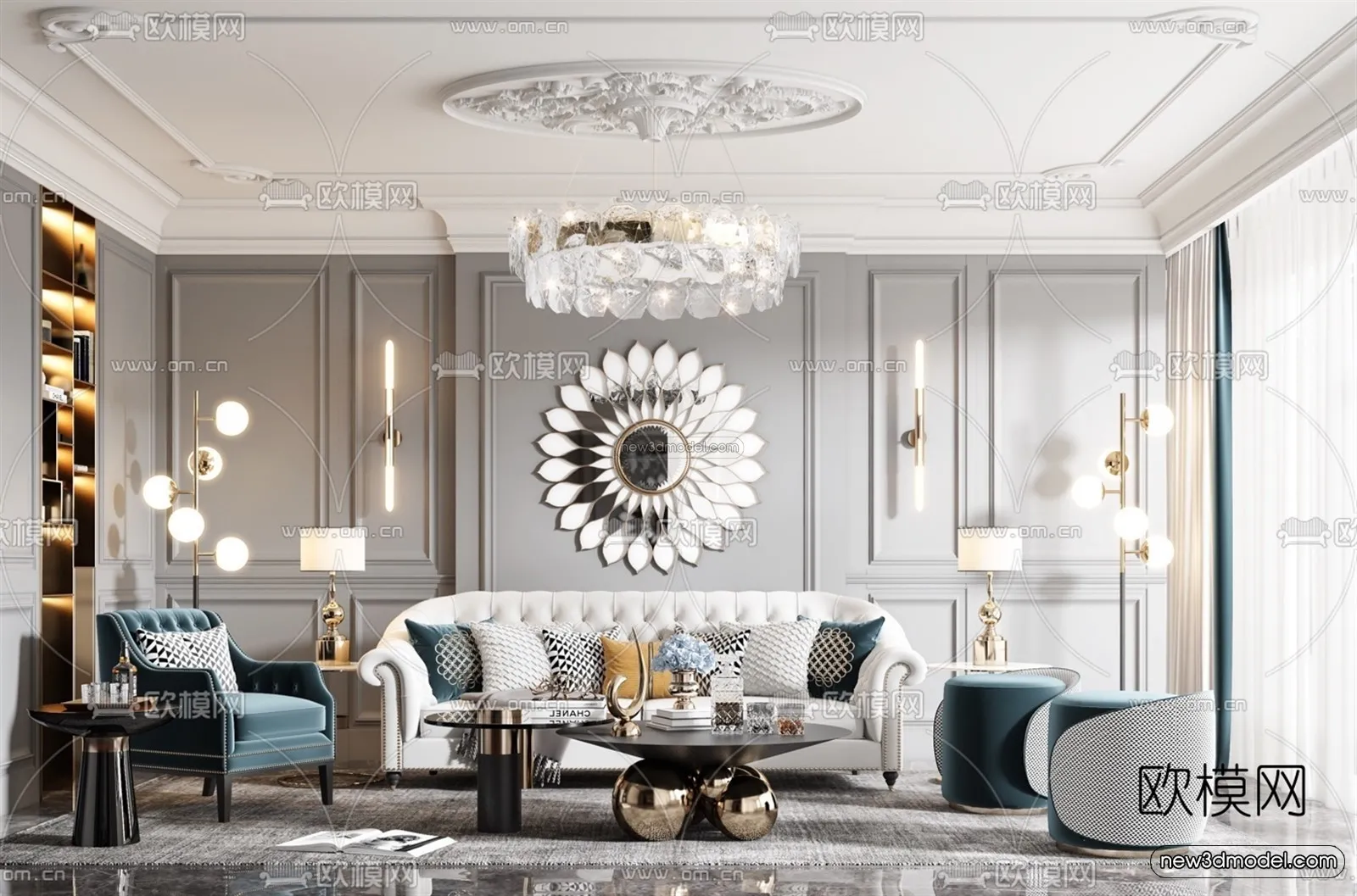 Europe Style Interior 3D Blocks – Living Room 3D Model – 061 – VRAY