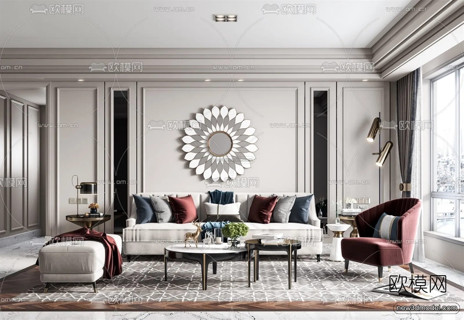 Europe Style Interior 3D Blocks – Living Room 3D Model – 062 – VRAY