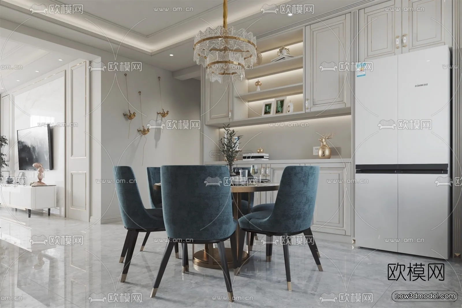 Europe Style Interior 3D Blocks – Living Room 3D Model – 065 – VRAY