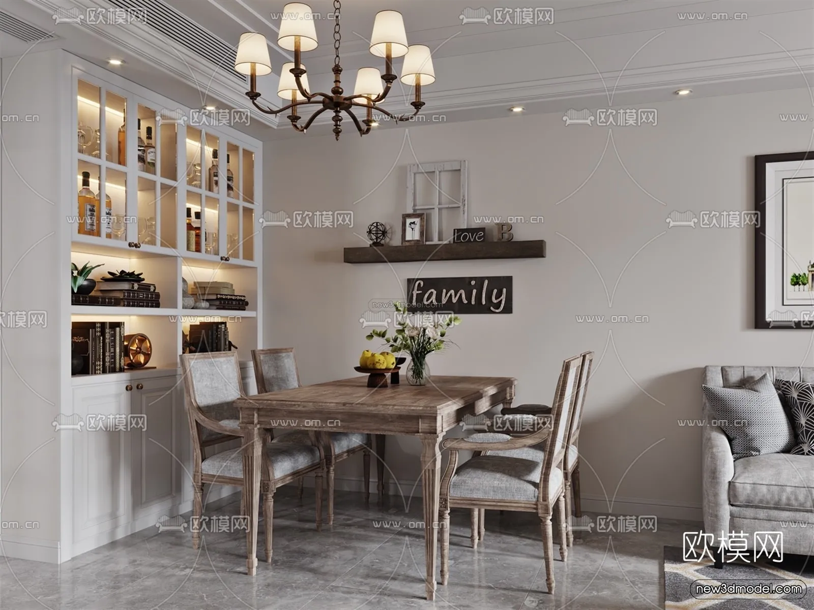 Europe Style Interior 3D Blocks – Living Room 3D Model – 066 – VRAY