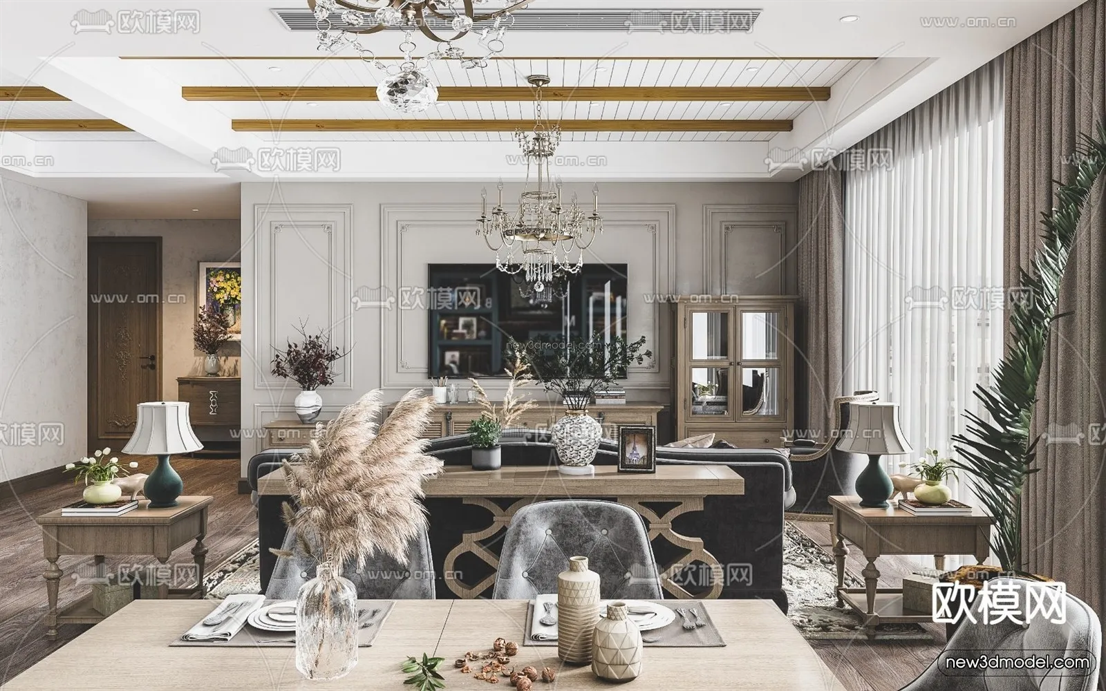 Europe Style Interior 3D Blocks – Living Room 3D Model – 070 – VRAY