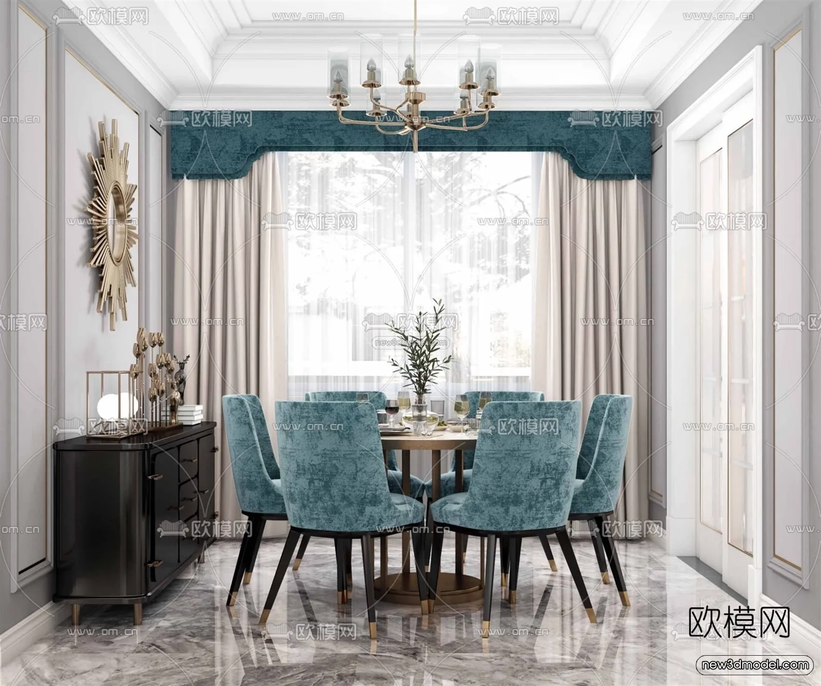 Europe Style Interior 3D Blocks – Living Room 3D Model – 075 – VRAY