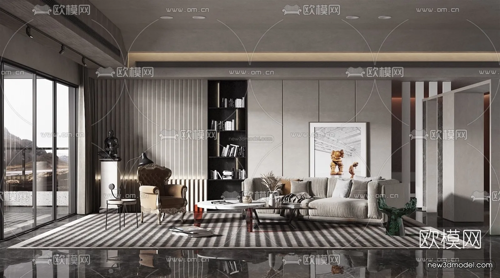 Europe Style Interior 3D Blocks – Living Room 3D Model – 089 – VRAY