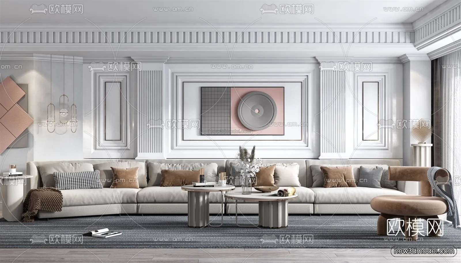 Europe Style Interior 3D Blocks – Living Room 3D Model – 093 – VRAY