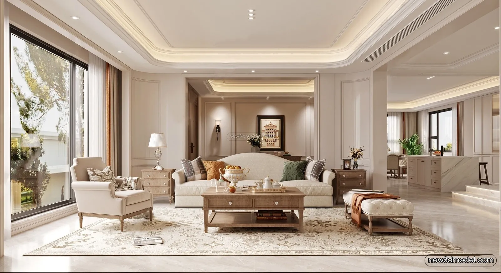 Europe Style Interior 3D Blocks – Living Room 3D Model – 102 – VRAY