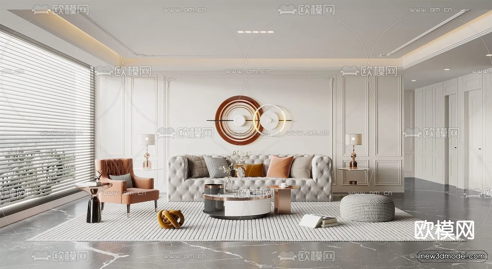 Europe Style Interior 3D Blocks – Living Room 3D Model – 105 – VRAY