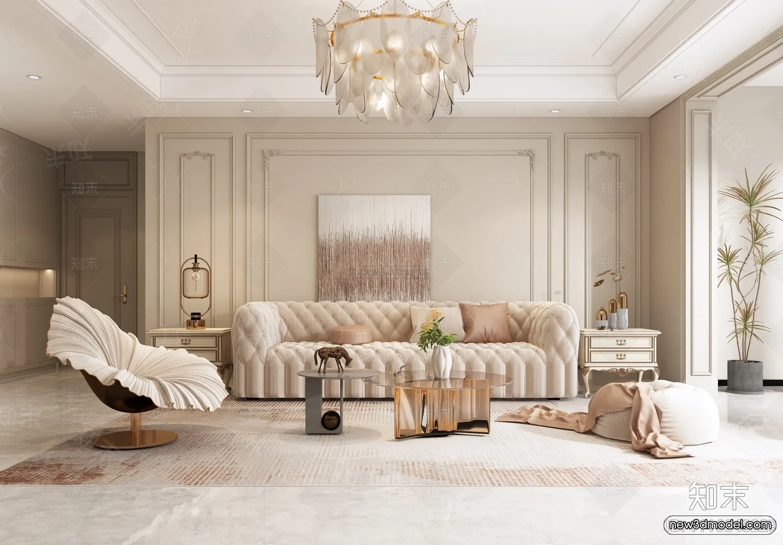 Europe Style Interior 3D Blocks – Living Room 3D Model – 106 – VRAY