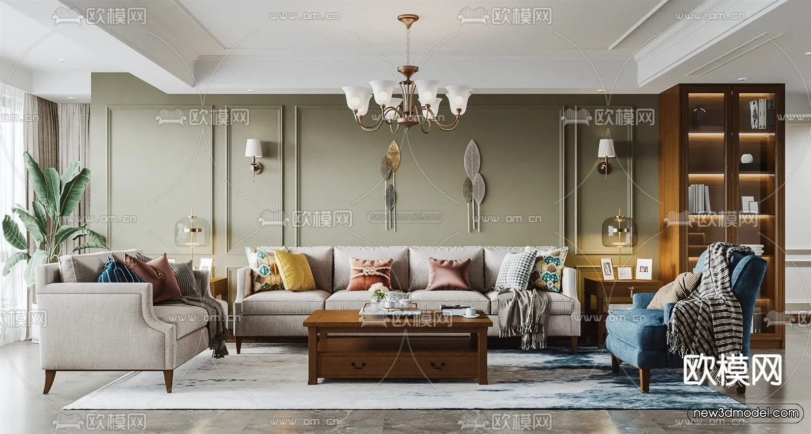 Europe Style Interior 3D Blocks – Living Room 3D Model – 113 – VRAY