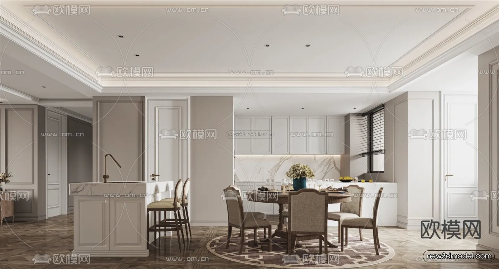 Europe Style Interior 3D Blocks – Living Room 3D Model – 114 – VRAY