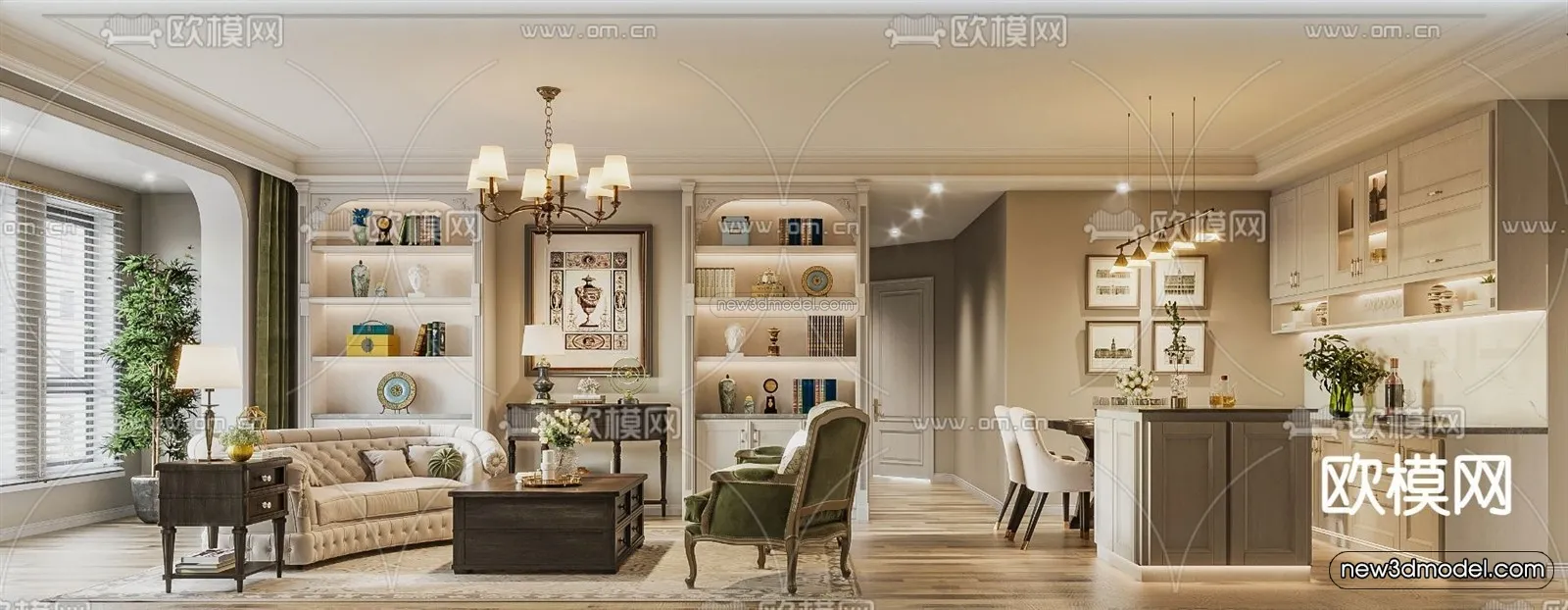 Europe Style Interior 3D Blocks – Living Room 3D Model – 116 – VRAY