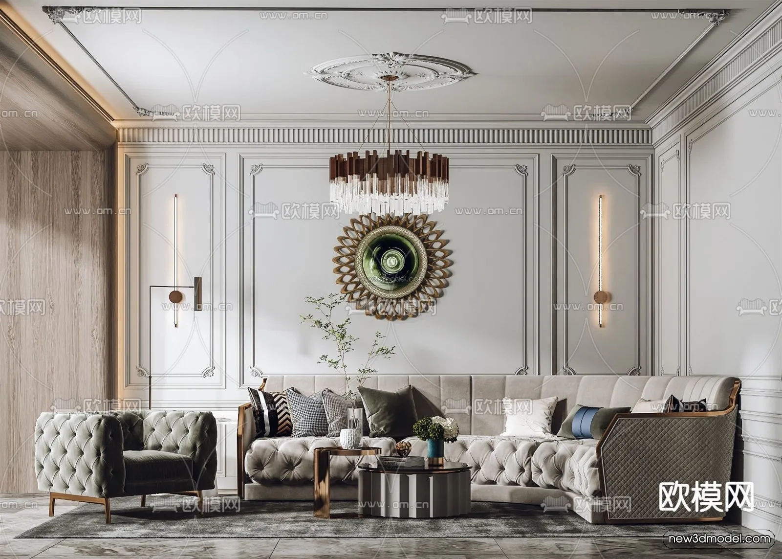 Europe Style Interior 3D Blocks – Living Room 3D Model – 117 – VRAY