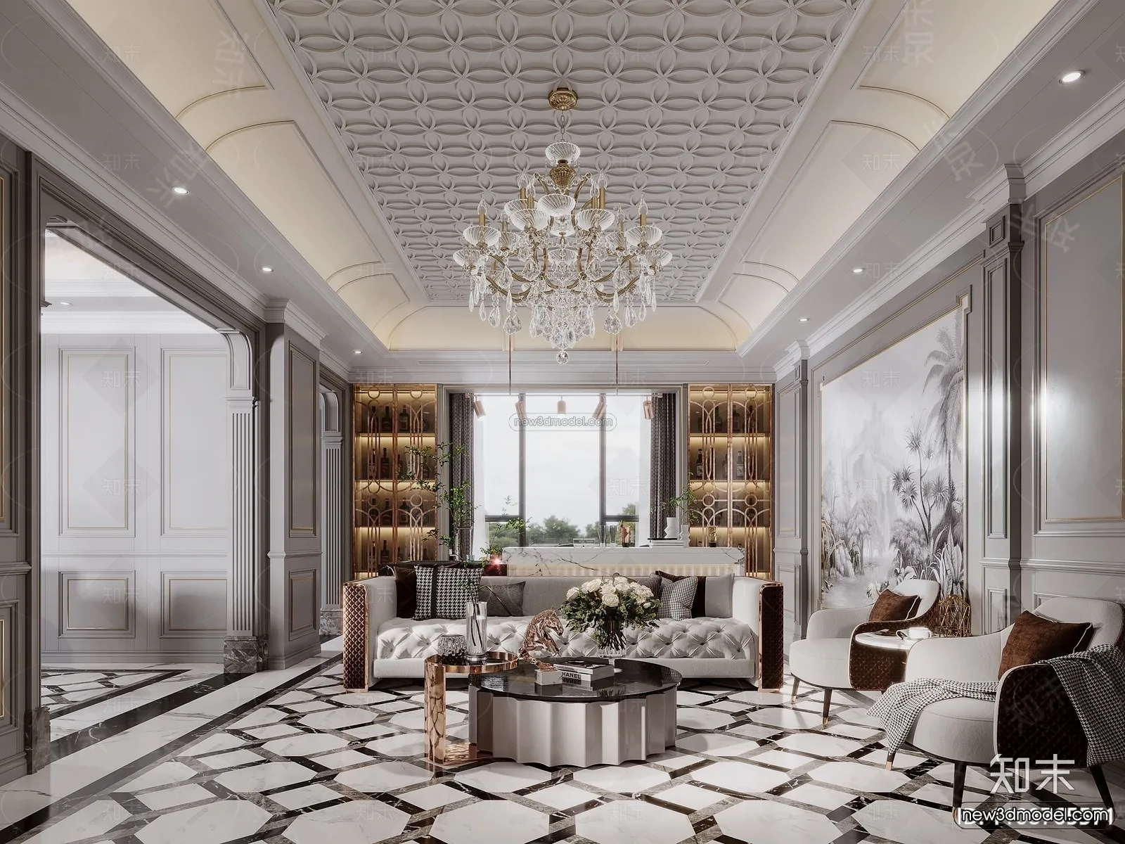 Europe Style Interior 3D Blocks – Living Room 3D Model – 118 – VRAY