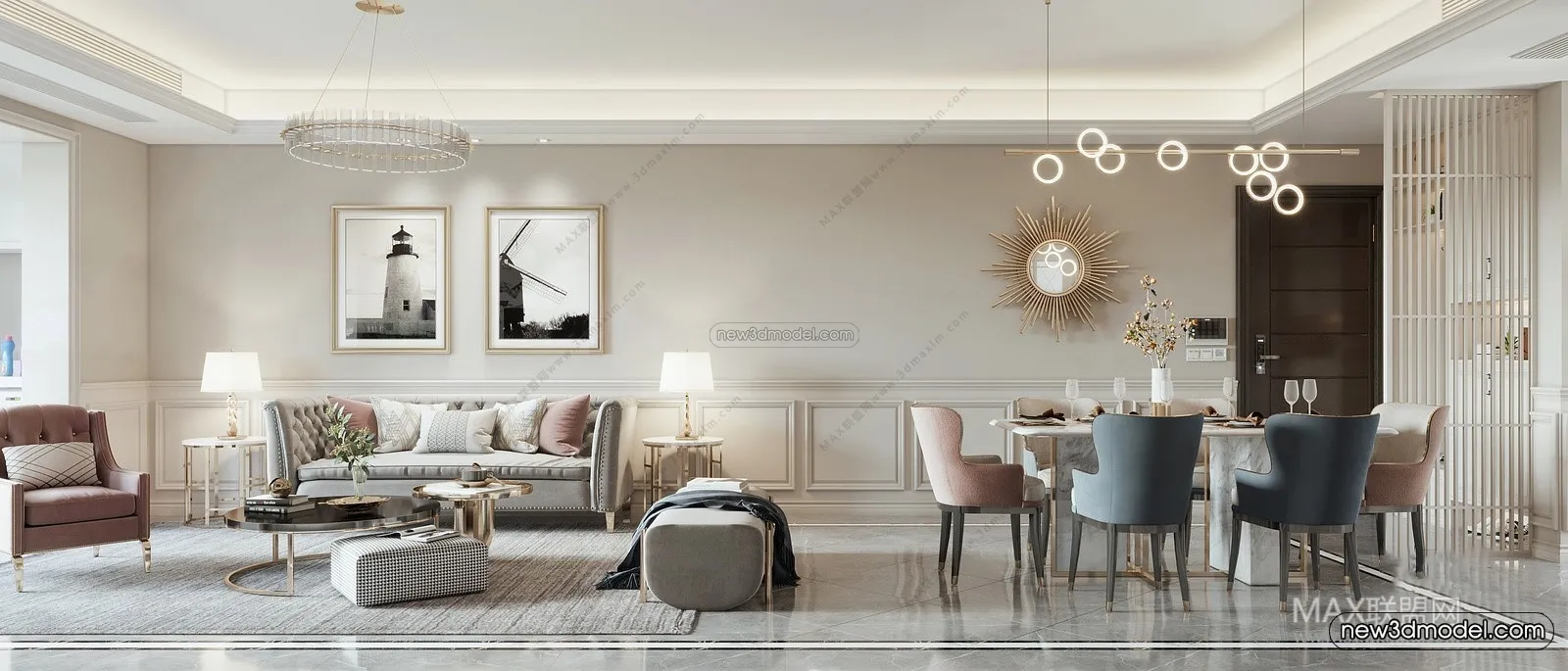 Europe Style Interior 3D Blocks – Living Room 3D Model – 123 – VRAY