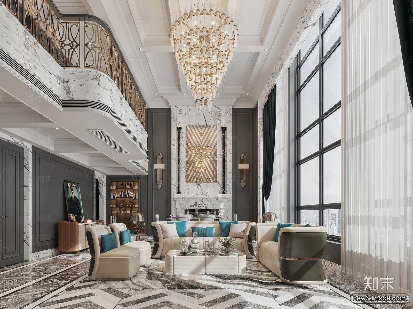 Europe Style Interior 3D Blocks – Living Room 3D Model – 132 – CORONA