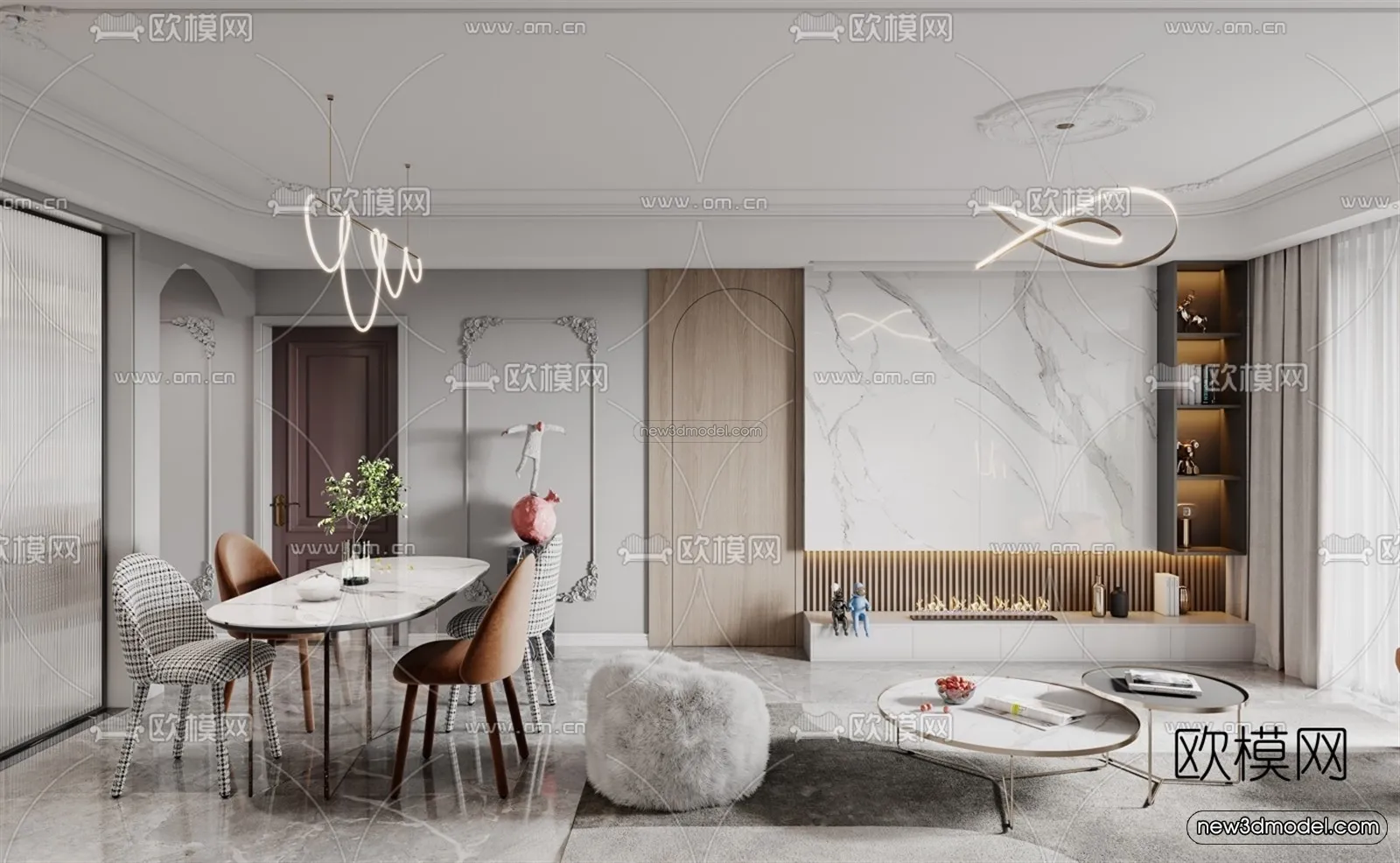 Europe Style Interior 3D Blocks – Living Room 3D Model – 135 – VRAY