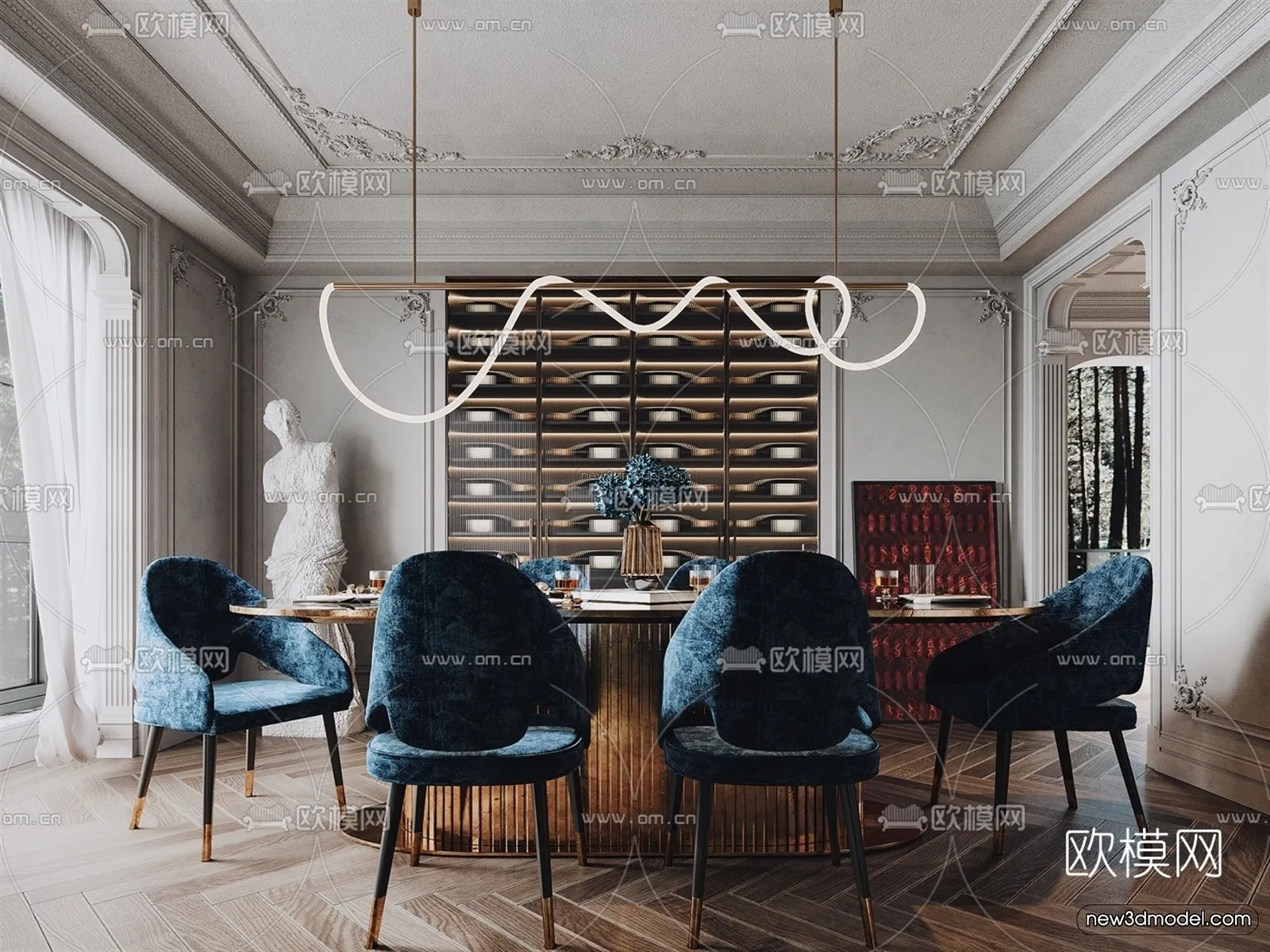 Europe Style Interior 3D Blocks – Living Room 3D Model – 138 – VRAY