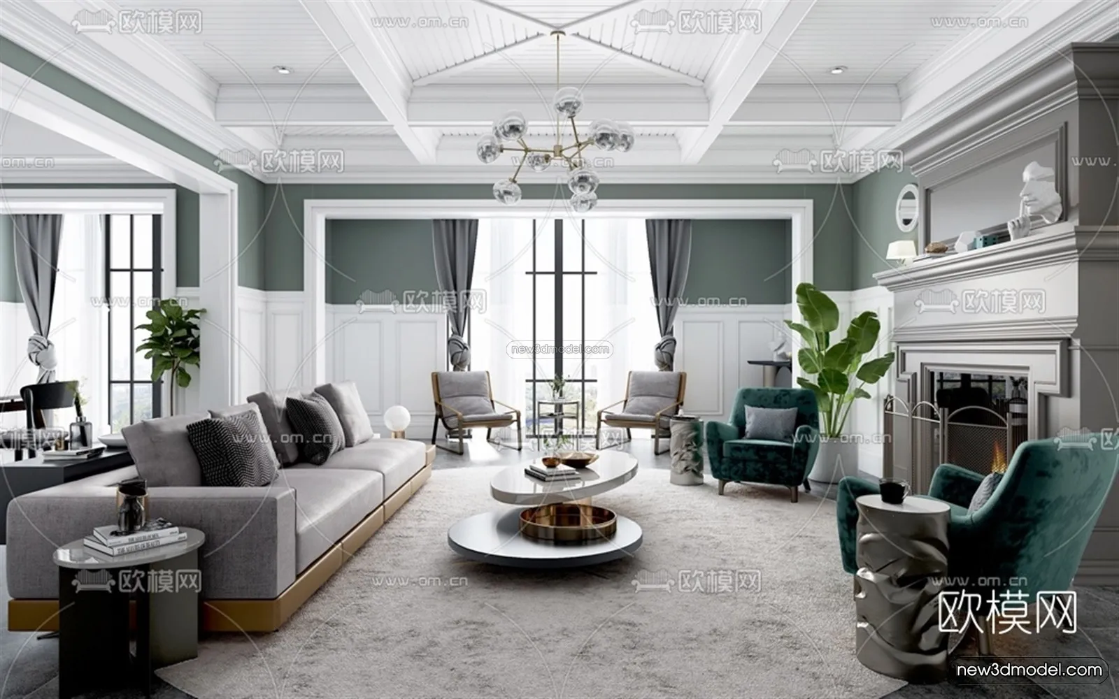 Europe Style Interior 3D Blocks – Living Room 3D Model – 140 – VRAY