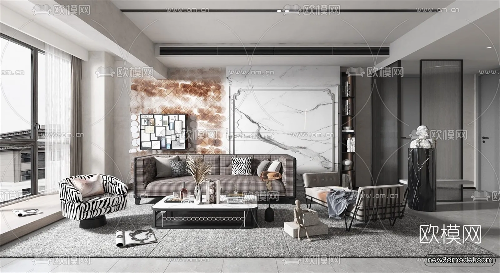 Europe Style Interior 3D Blocks – Living Room 3D Model – 141 – VRAY