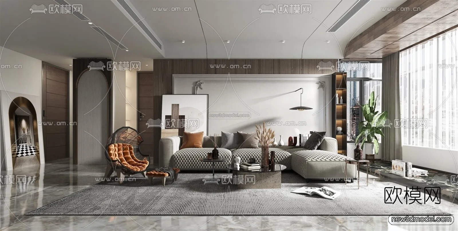 Europe Style Interior 3D Blocks – Living Room 3D Model – 145 – VRAY