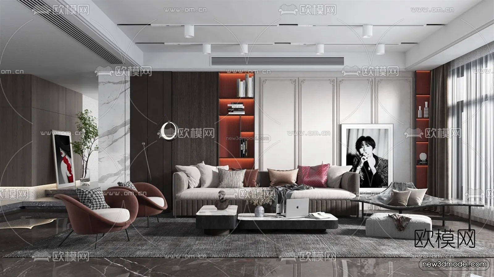 Europe Style Interior 3D Blocks – Living Room 3D Model – 147 – VRAY