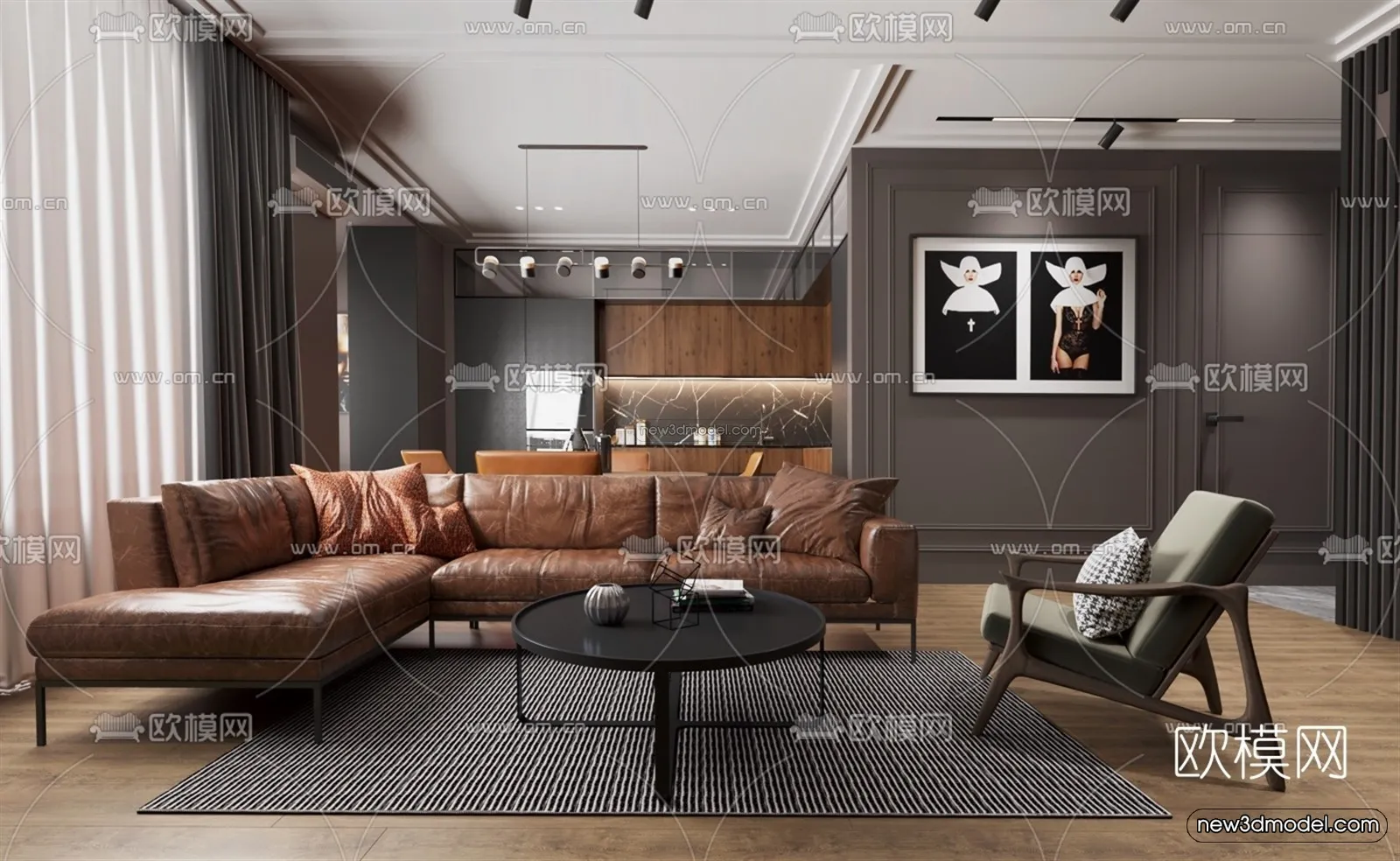 Europe Style Interior 3D Blocks – Living Room 3D Model – 150 – VRAY