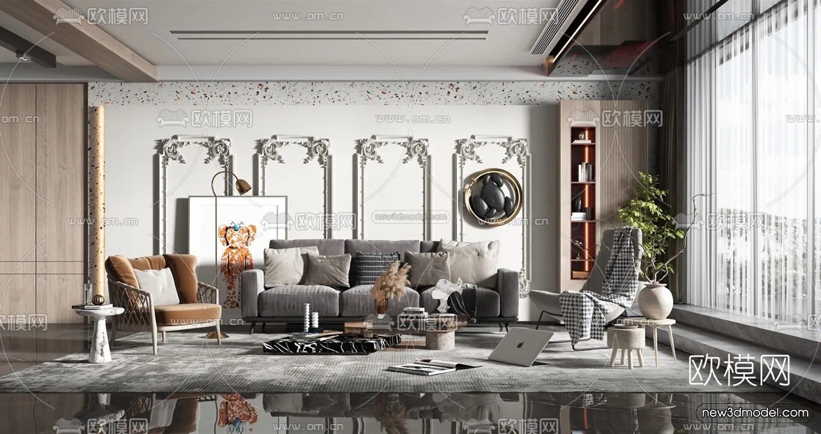 Europe Style Interior 3D Blocks – Living Room 3D Model – 152 – VRAY