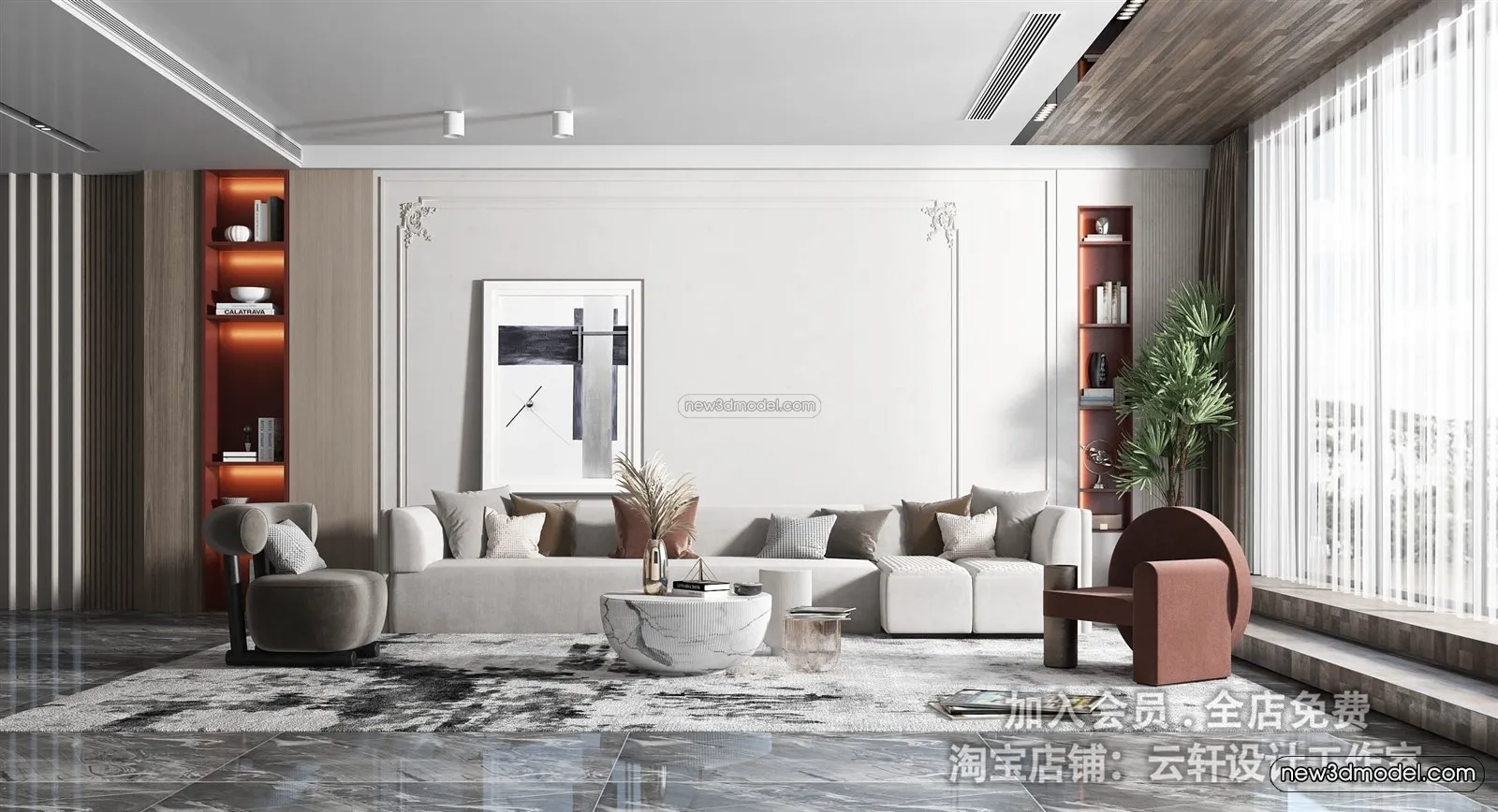 Europe Style Interior 3D Blocks – Living Room 3D Model – 157 – VRAY