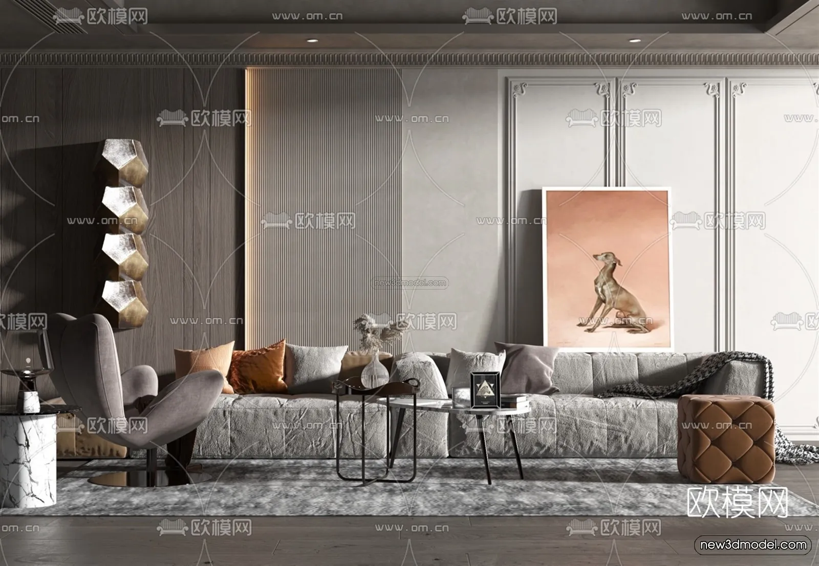 Europe Style Interior 3D Blocks – Living Room 3D Model – 163 – VRAY