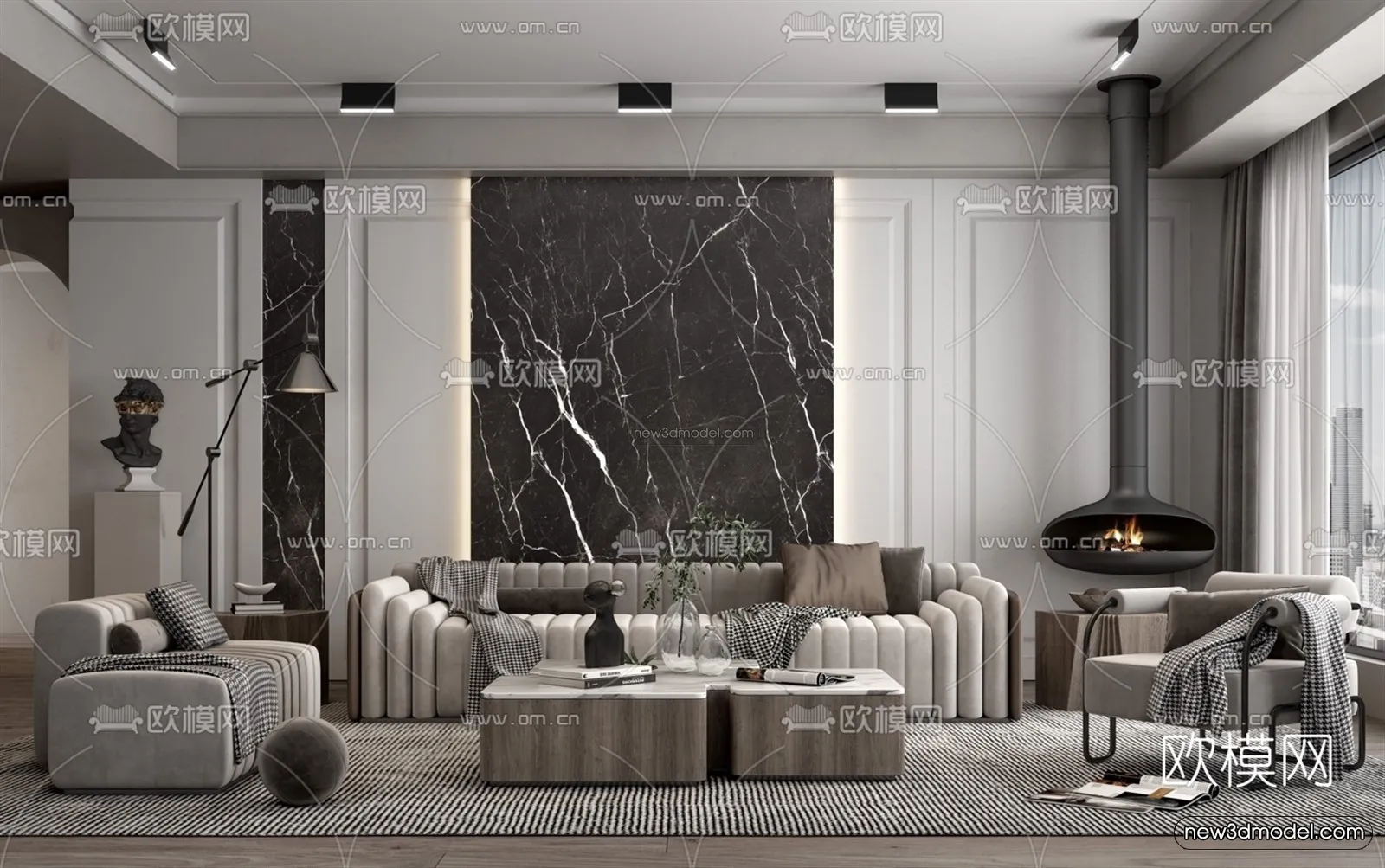 Europe Style Interior 3D Blocks – Living Room 3D Model – 164 – VRAY