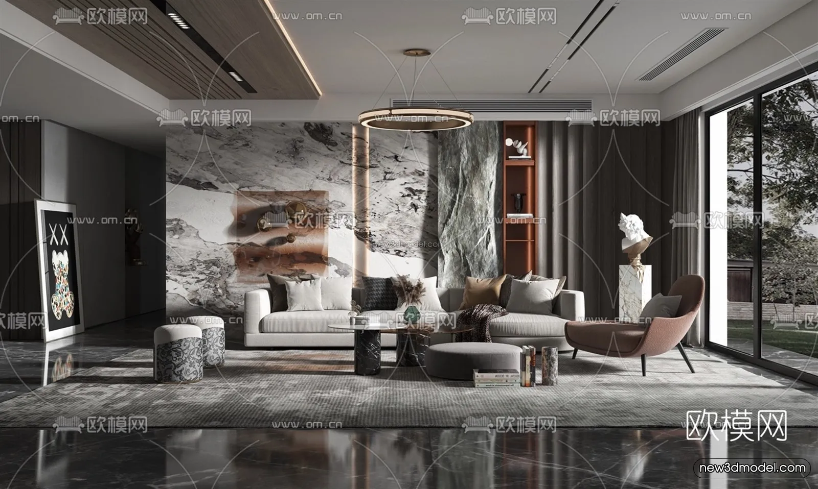 Europe Style Interior 3D Blocks – Living Room 3D Model – 166 – VRAY