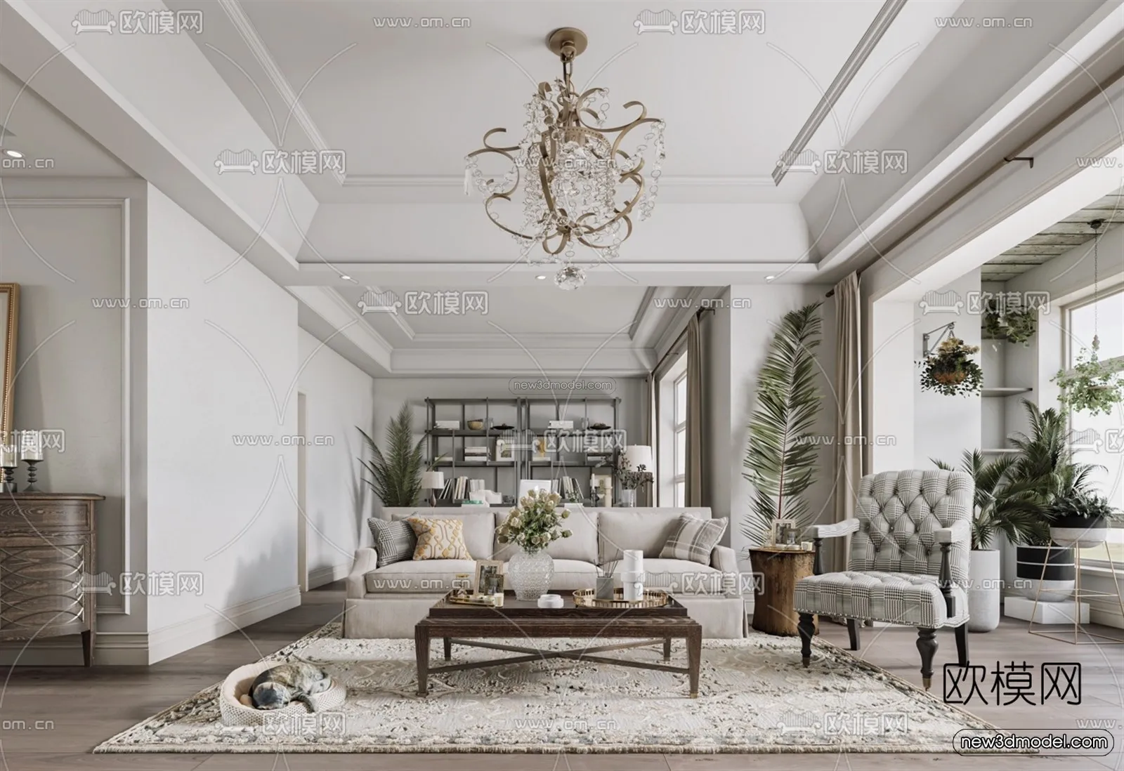 Europe Style Interior 3D Blocks – Living Room 3D Model – 172 – VRAY