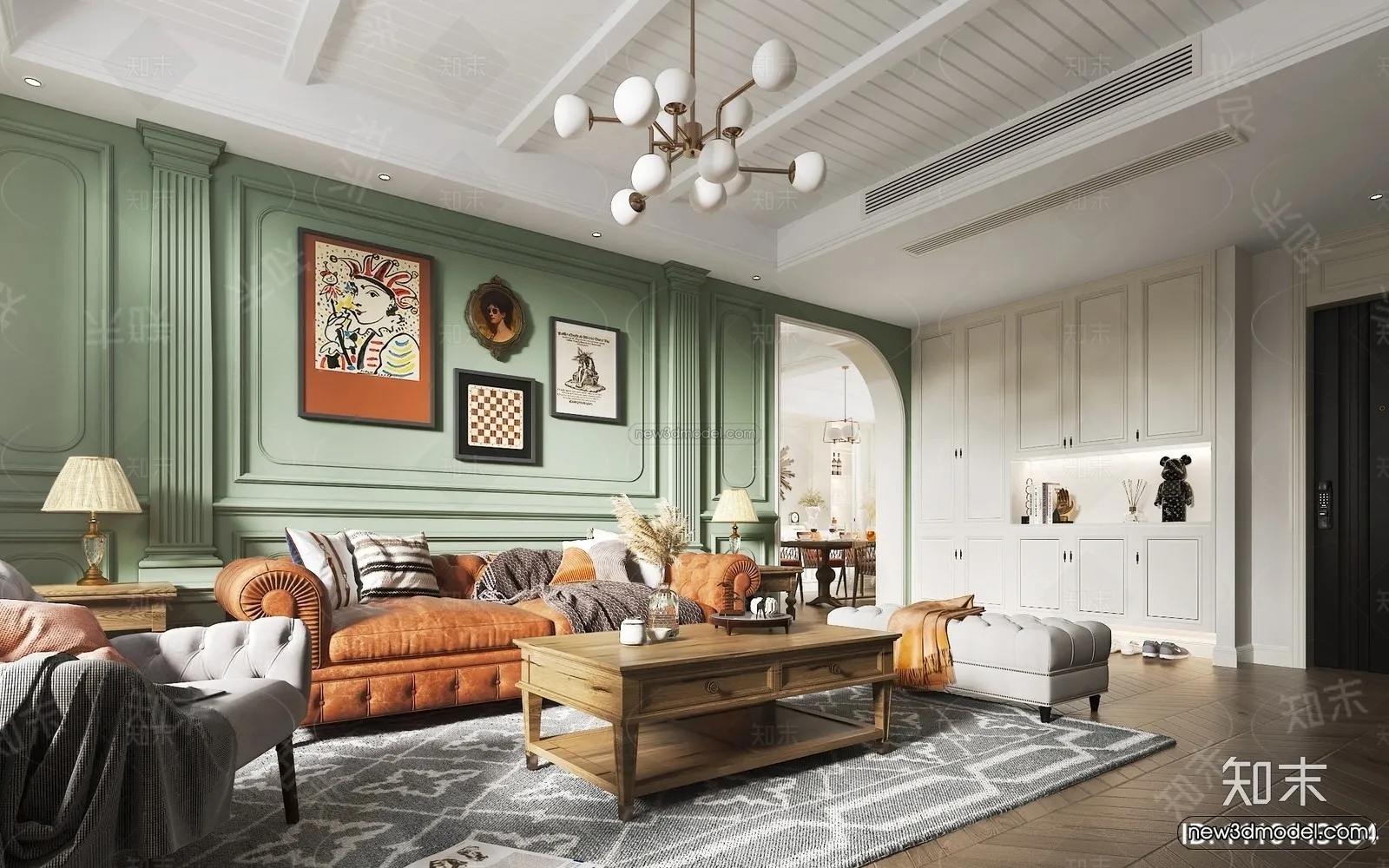 Europe Style Interior 3D Blocks – Living Room 3D Model – 174 – VRAY