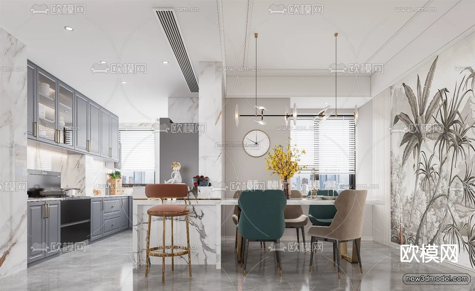 Europe Style Interior 3D Blocks – Living Room 3D Model – 181 – VRAY