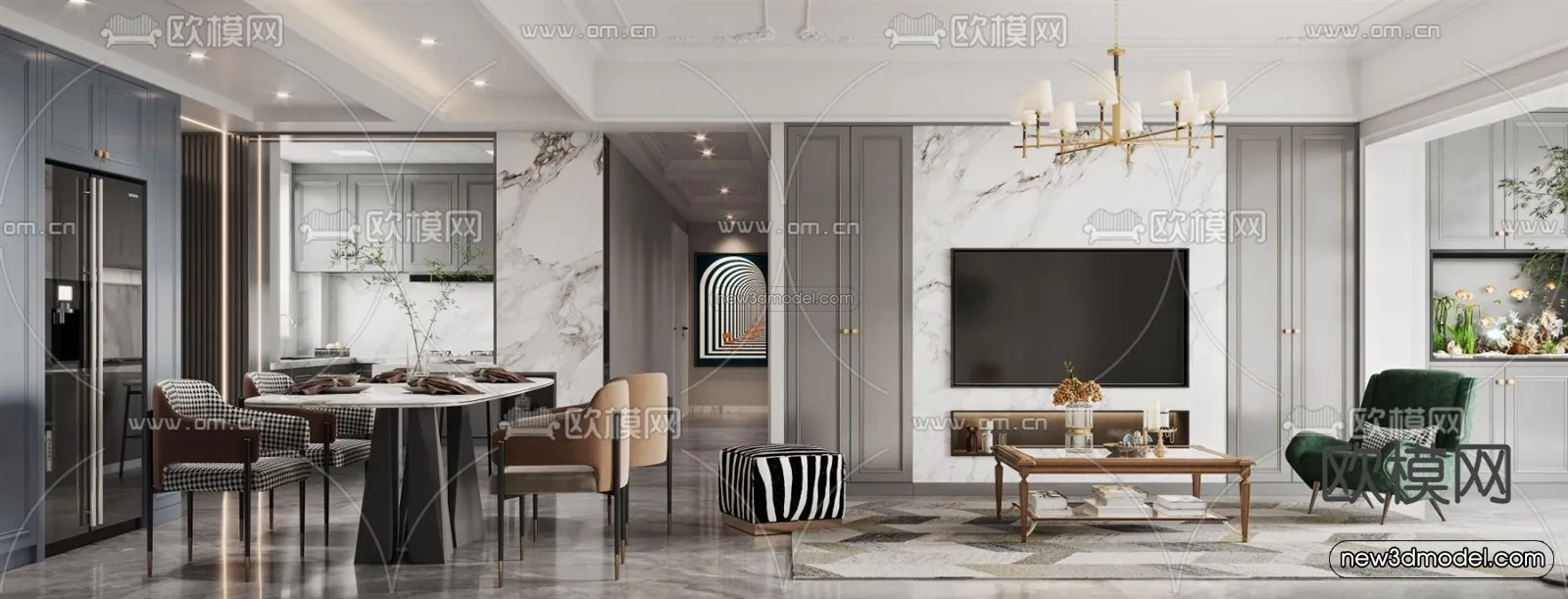 Europe Style Interior 3D Blocks – Living Room 3D Model – 183 – VRAY