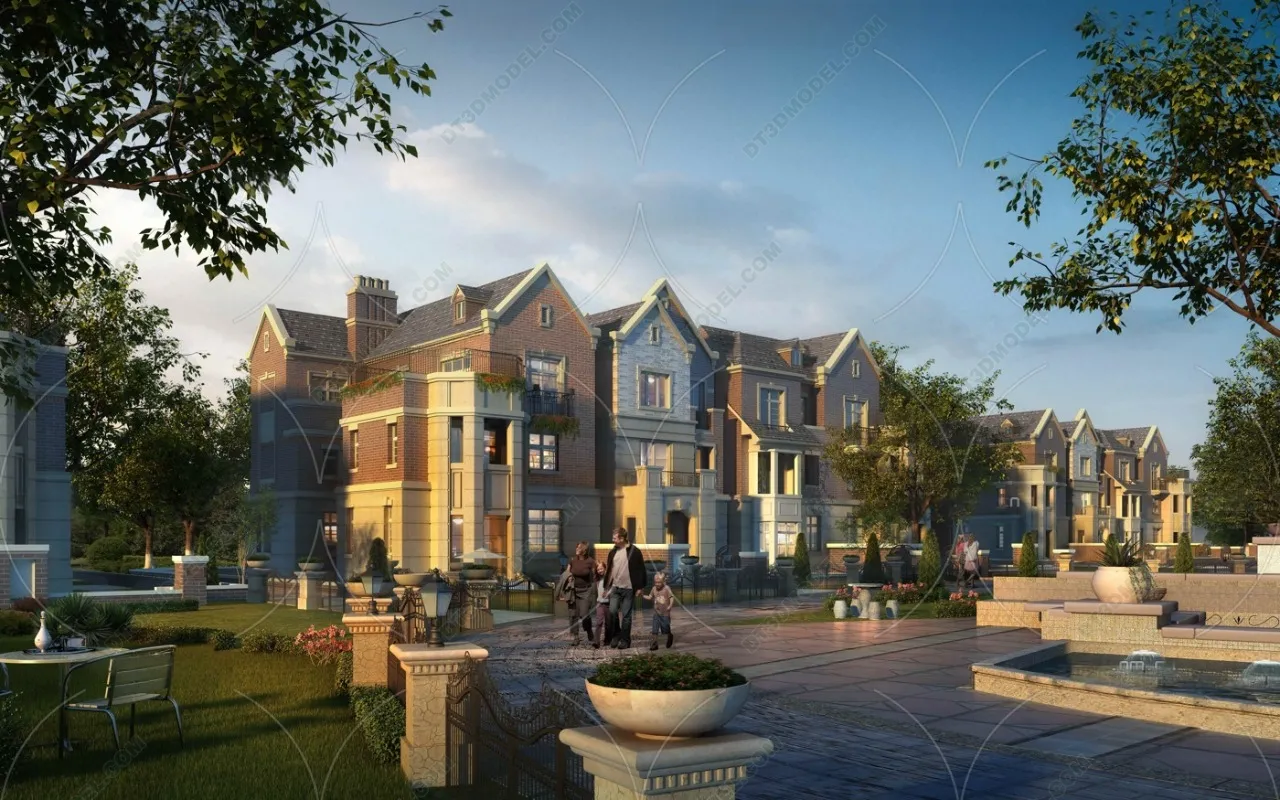 Europe Style Villa 3D Model – 3D Blocks – 001 – VRAY