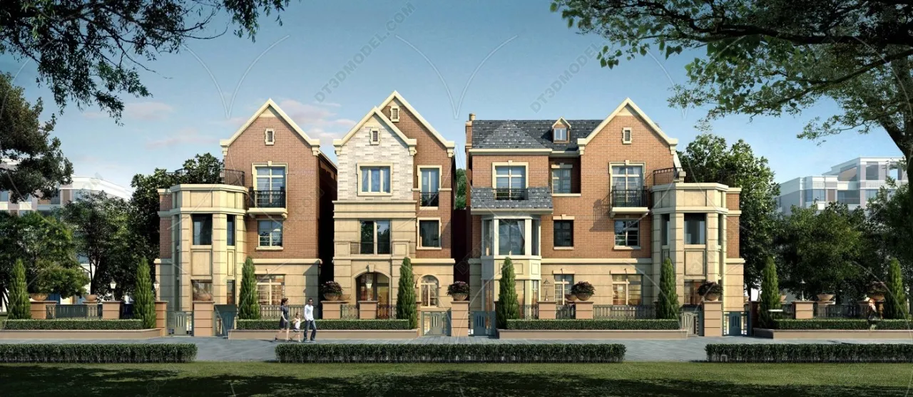 Europe Style Villa 3D Model – 3D Blocks – 002 – VRAY