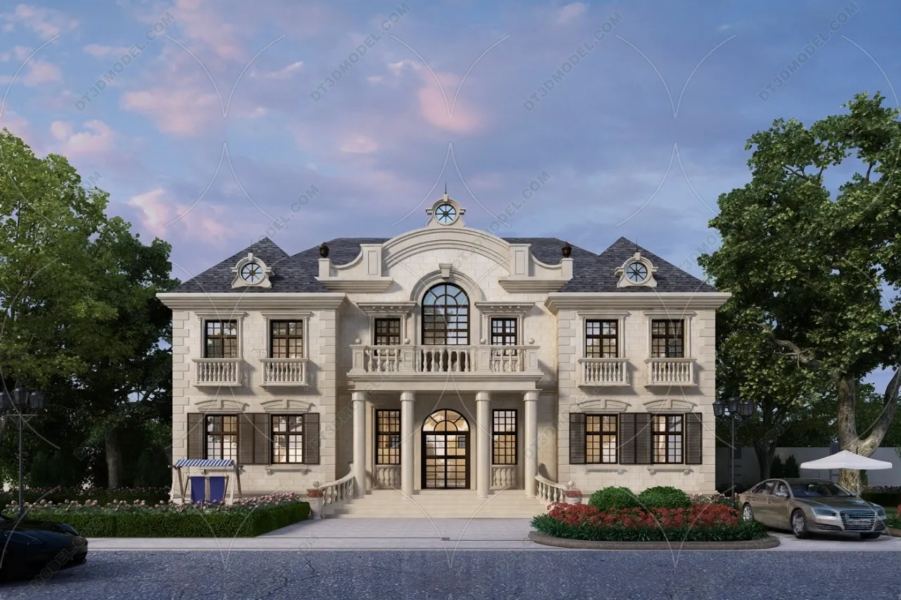 Europe Style Villa 3D Model – 3D Blocks – 003 – VRAY