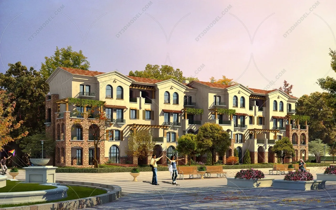 Europe Style Villa 3D Model – 3D Blocks – 004 – VRAY