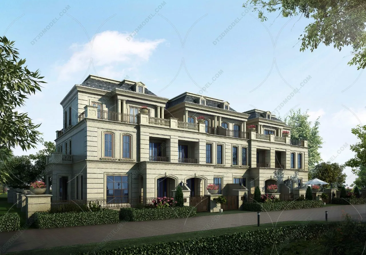 Europe Style Villa 3D Model – 3D Blocks – 005 – VRAY