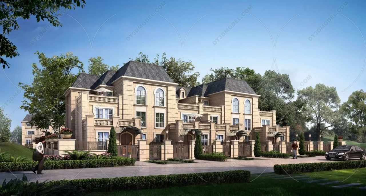 Europe Style Villa 3D Model – 3D Blocks – 007 – VRAY