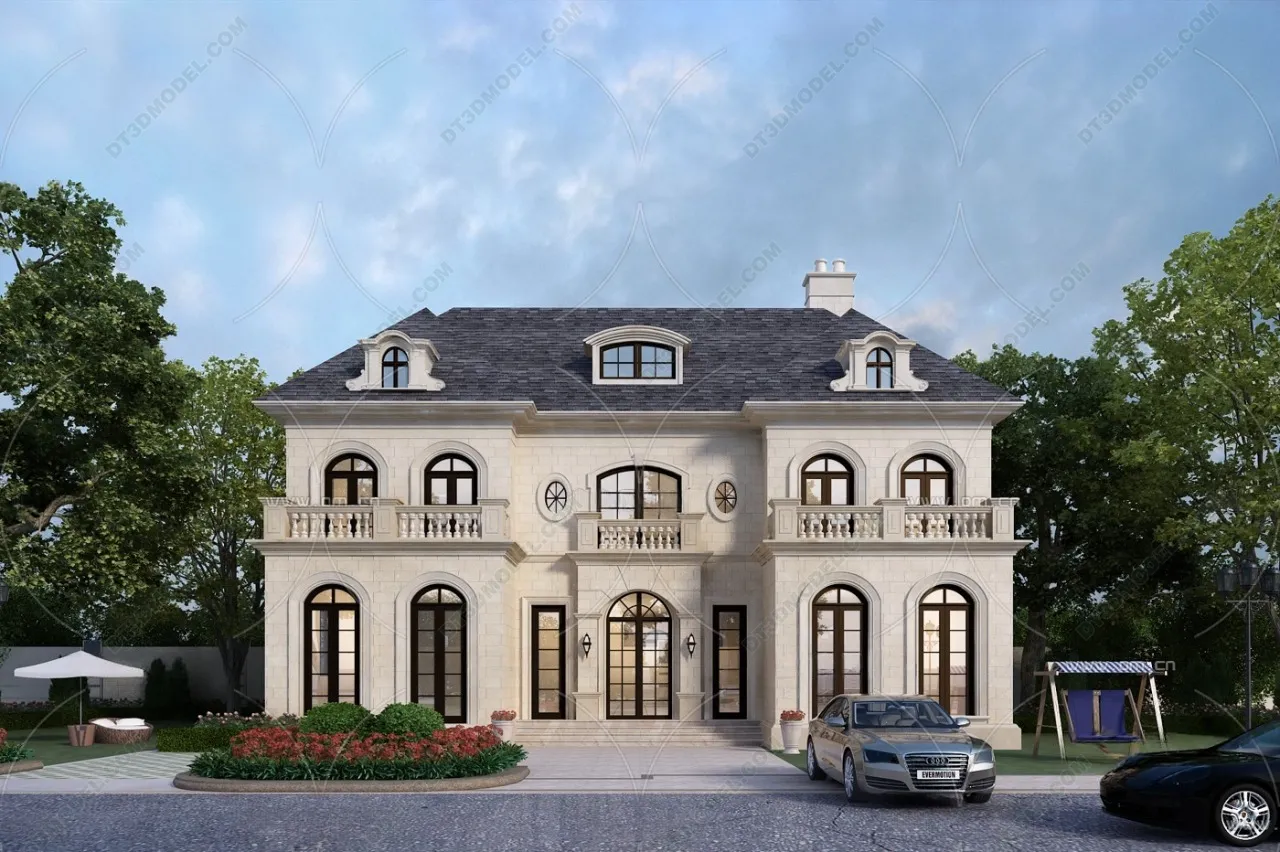 Europe Style Villa 3D Model – 3D Blocks – 012 – VRAY