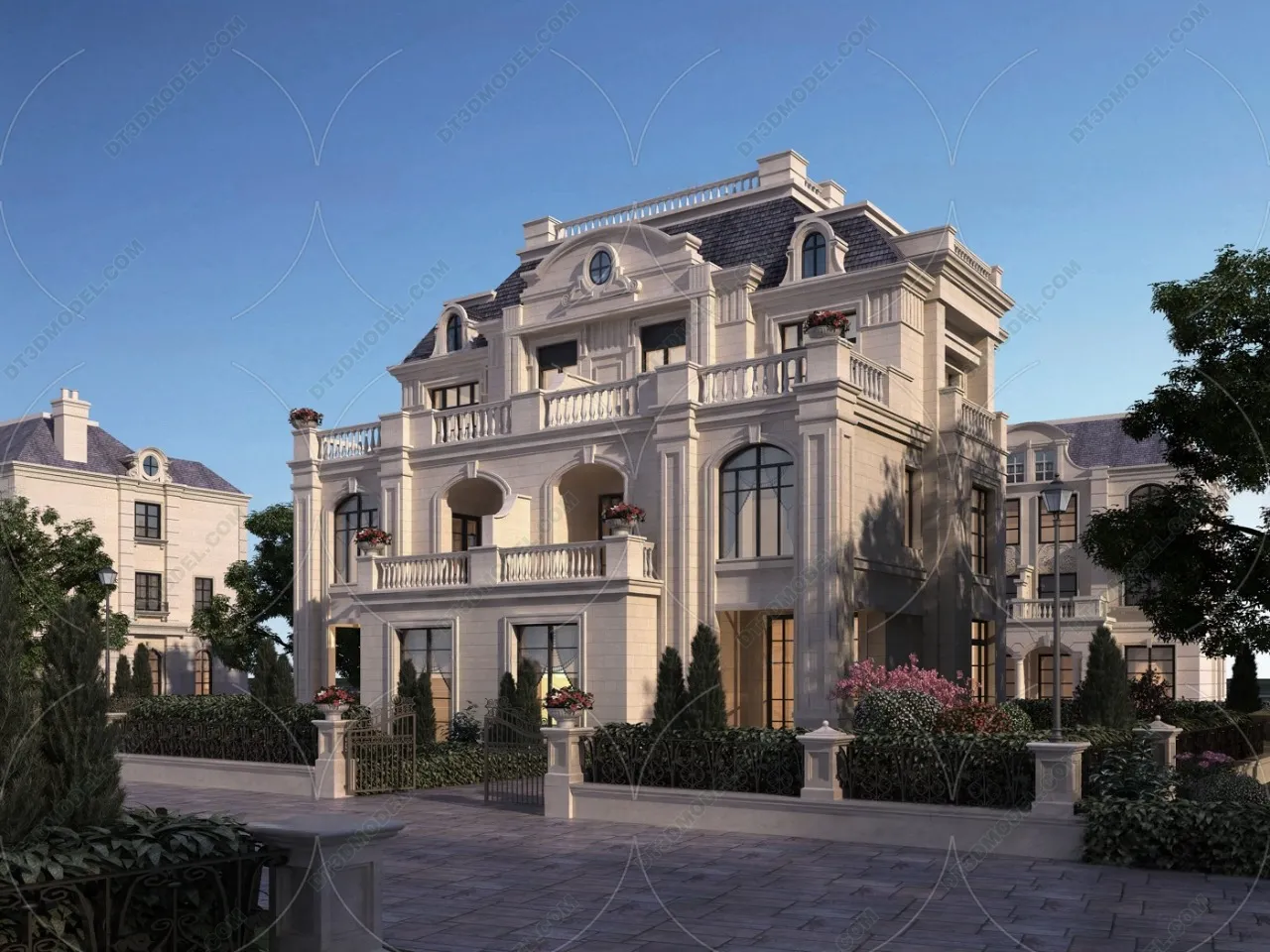 Europe Style Villa 3D Model – 3D Blocks – 016 – VRAY