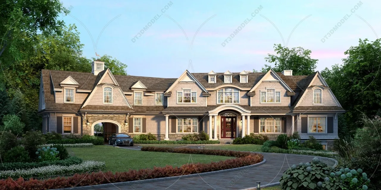 Europe Style Villa 3D Model – 3D Blocks – 020 – VRAY